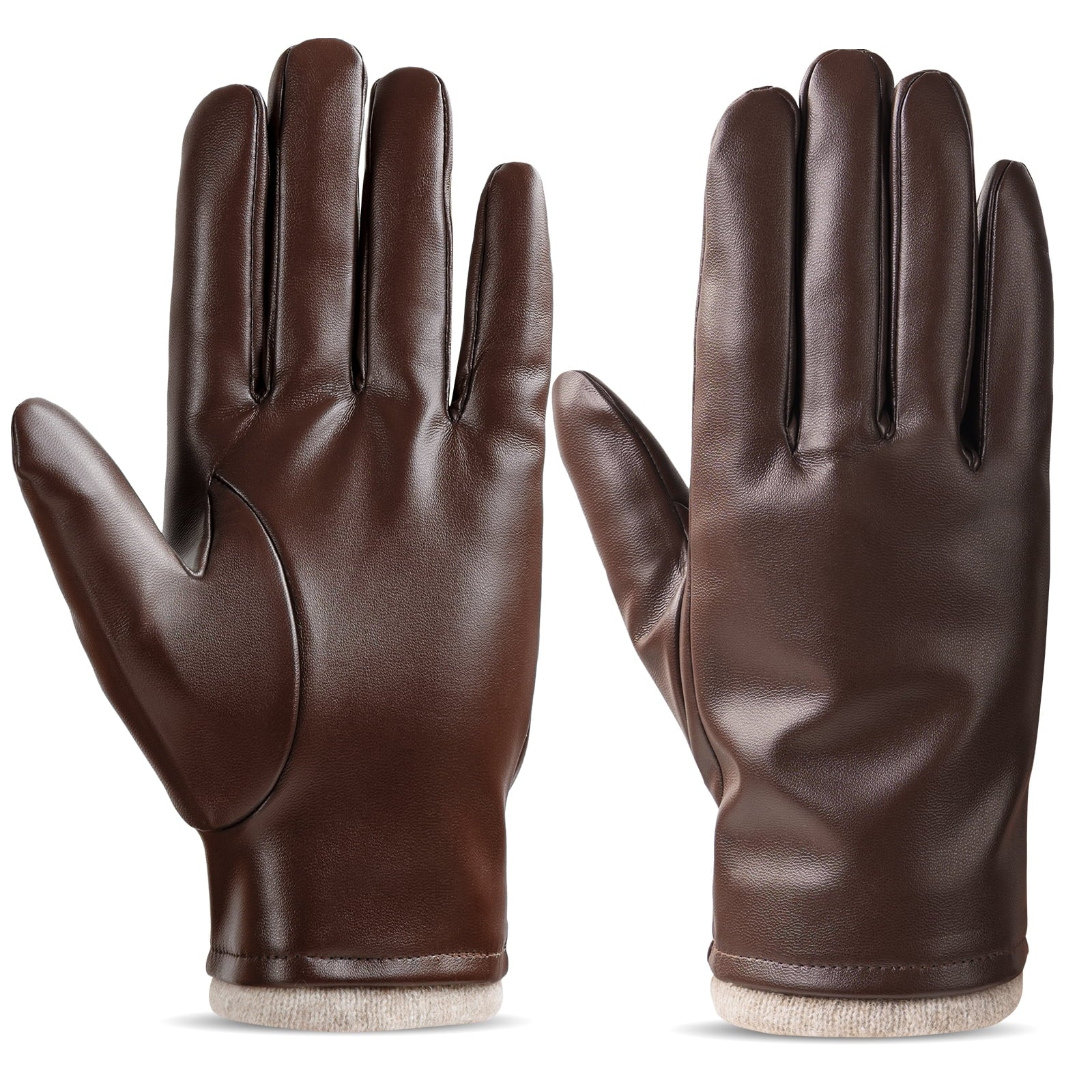 OZERO Mens Winter Gloves PU Leather Thermal Warm Snow Touchscreen Glove Black