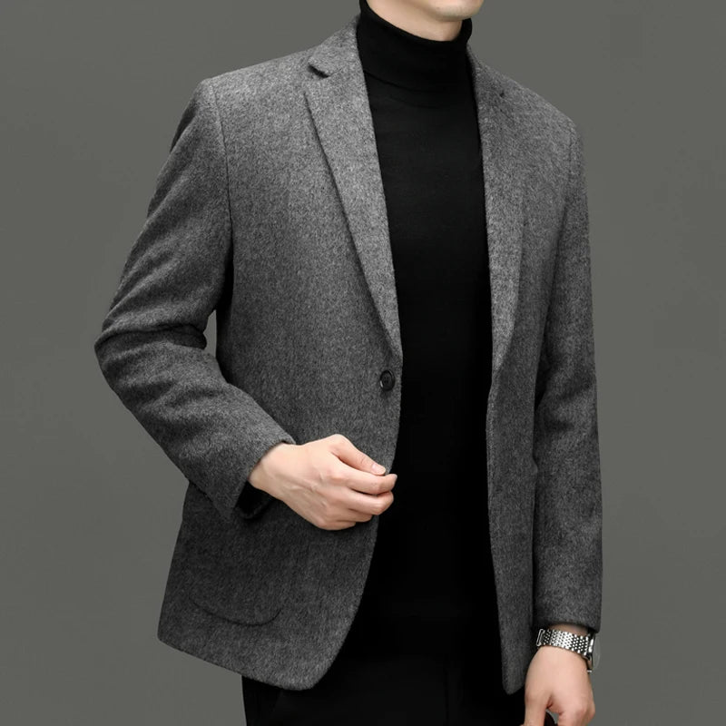 Men's Cashmere Blazers in Gray, Coffee, and Black - Slim Fit Wool Suit Jackets for a Classic Old Money Style, 2024 Collection
