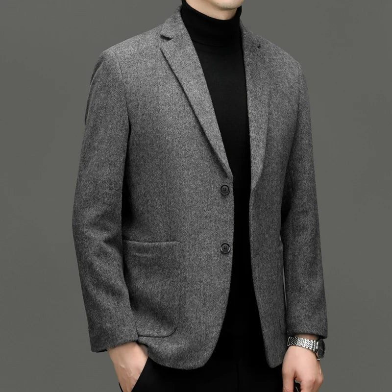 Men's Cashmere Blazers in Gray, Coffee, and Black - Slim Fit Wool Suit Jackets for a Classic Old Money Style, 2024 Collection