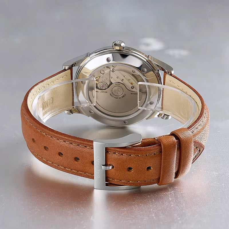 Baltany S4090 Classic Pie-Pan 38.5Mm Dial Watch 9039 Automation Strap Waterproof Dog-Leg Lugs Business Mechanical Watches for Me