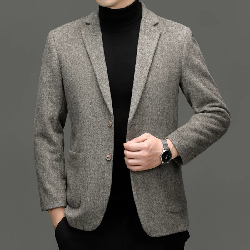 Men's Cashmere Blazers in Gray, Coffee, and Black - Slim Fit Wool Suit Jackets for a Classic Old Money Style, 2024 Collection