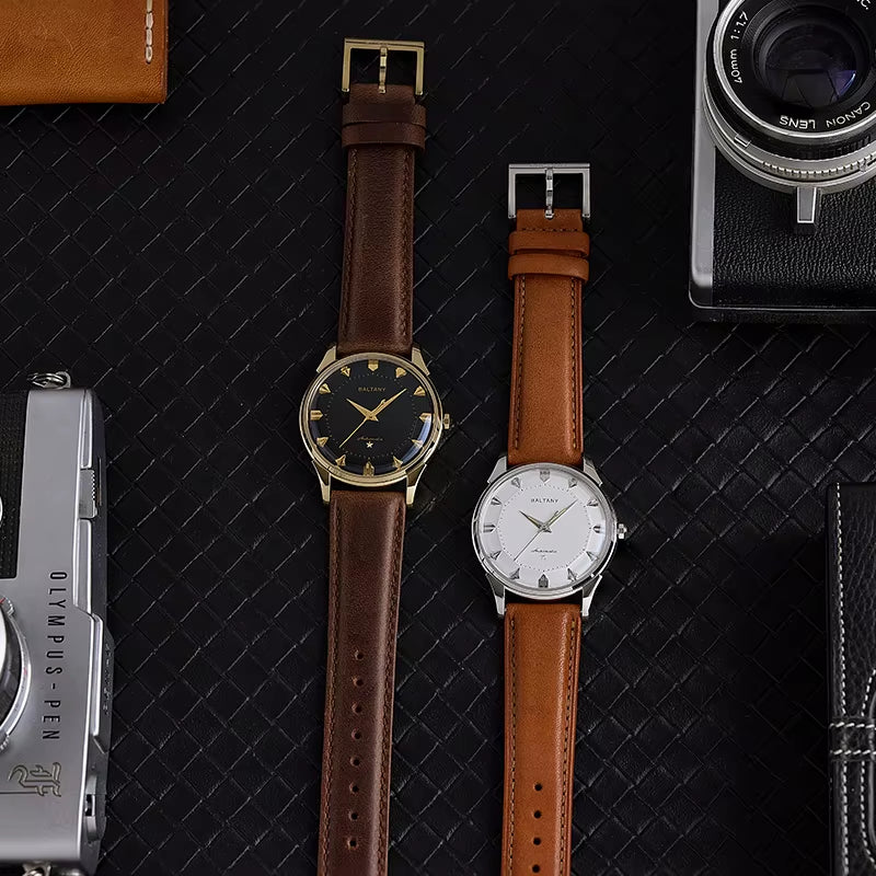 Baltany S4090 Classic Pie-Pan 38.5Mm Dial Watch 9039 Automation Strap Waterproof Dog-Leg Lugs Business Mechanical Watches for Me