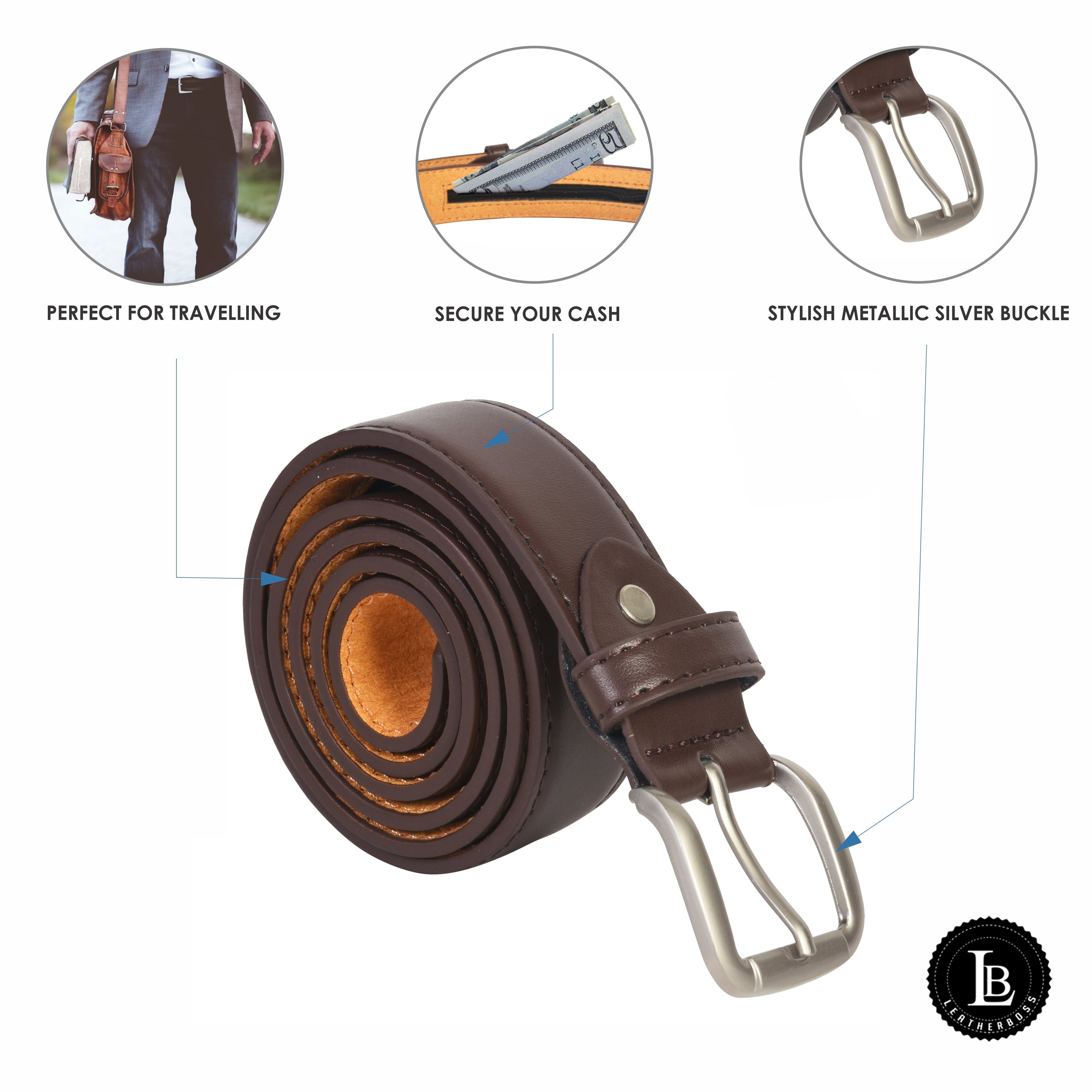 Mens Leather Money Belt by Leatherboss