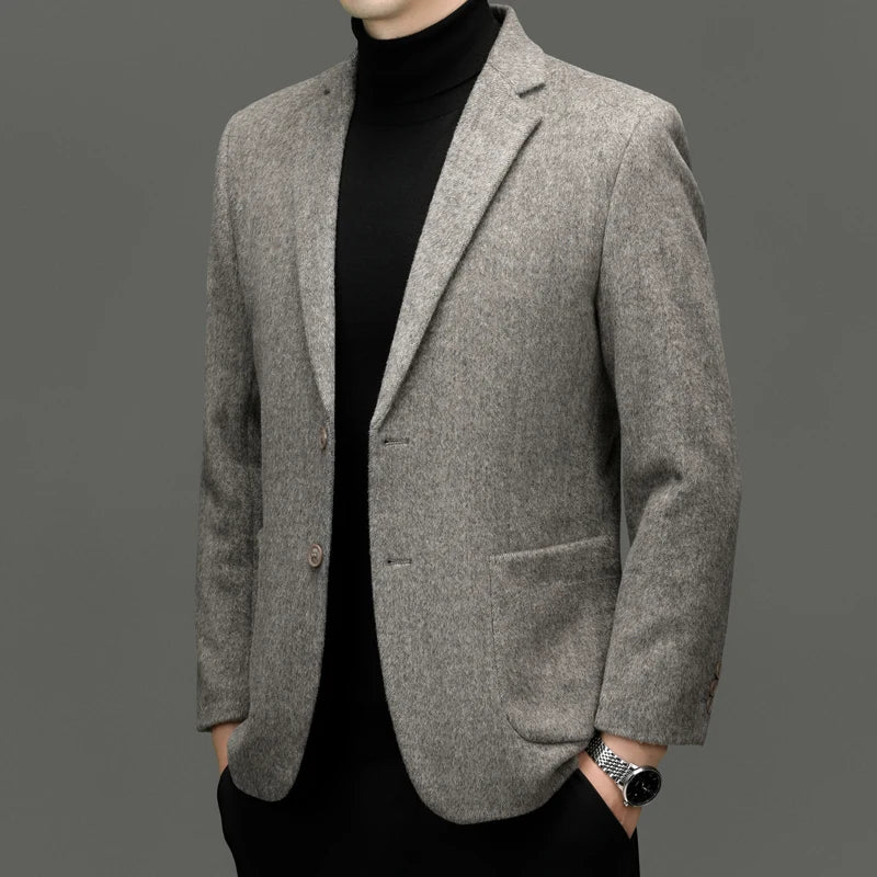 Men's Cashmere Blazers in Gray, Coffee, and Black - Slim Fit Wool Suit Jackets for a Classic Old Money Style, 2024 Collection