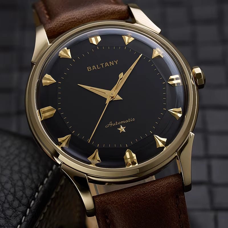 Baltany S4090 Classic Pie-Pan 38.5Mm Dial Watch 9039 Automation Strap Waterproof Dog-Leg Lugs Business Mechanical Watches for Me