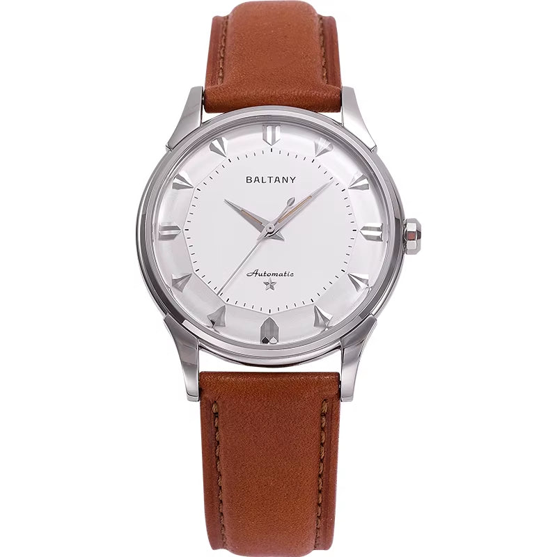 Baltany S4090 Classic Pie-Pan 38.5Mm Dial Watch 9039 Automation Strap Waterproof Dog-Leg Lugs Business Mechanical Watches for Me